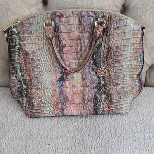 Brahmin Multicolor Learher Croc-Embossed Satchel